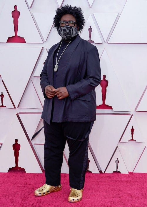 QUESTLOVE WITH HIS GOLDEN CROCS AT THE 93RD ACADEMY AWARDS QUESTLOVE WITH HIS GOLDEN CROCS AT THE 93RD ACADEMY AWARDS